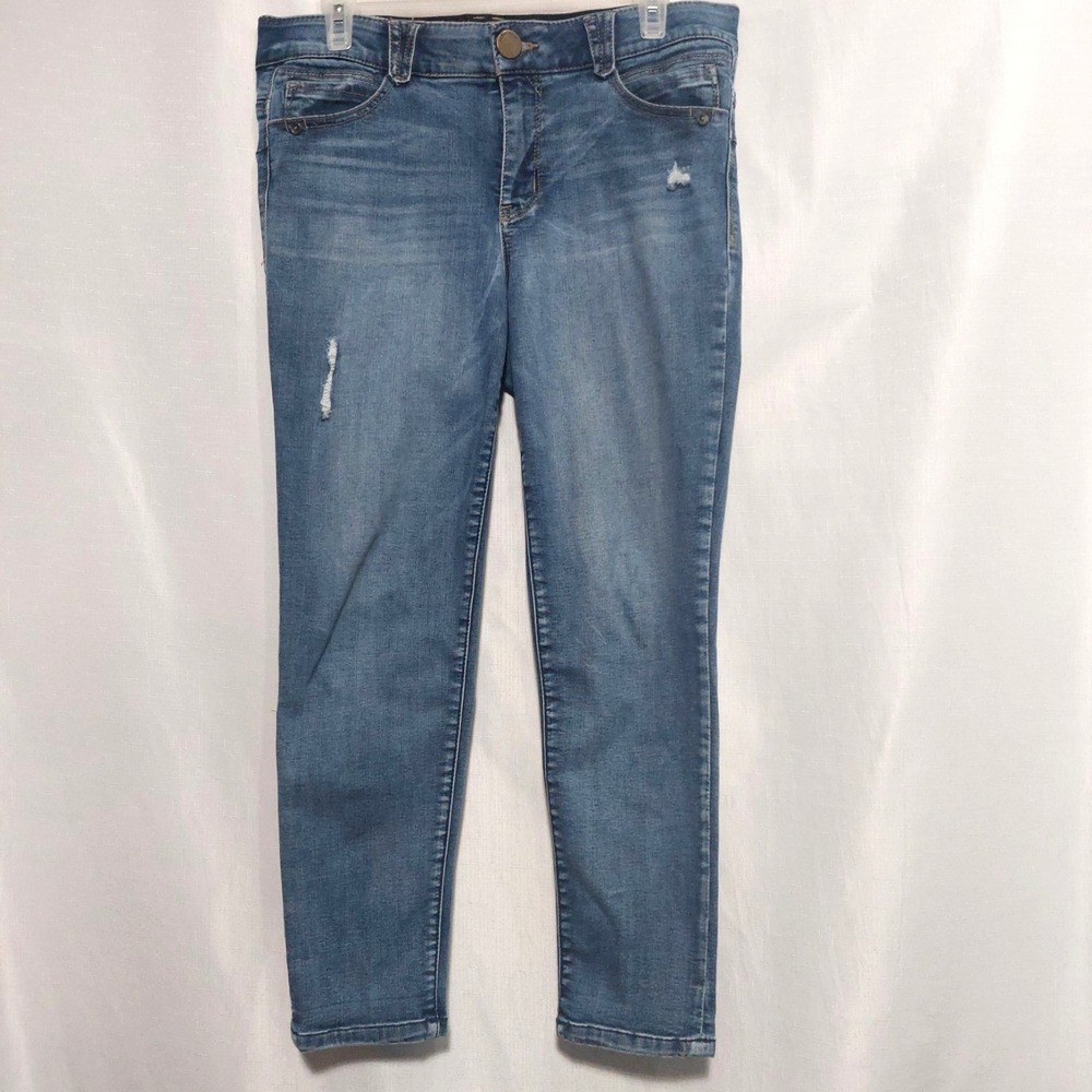 Democracy Womens 12 Jeans Ab Solution Distressed Skinny Ankle Stretch Light Wash